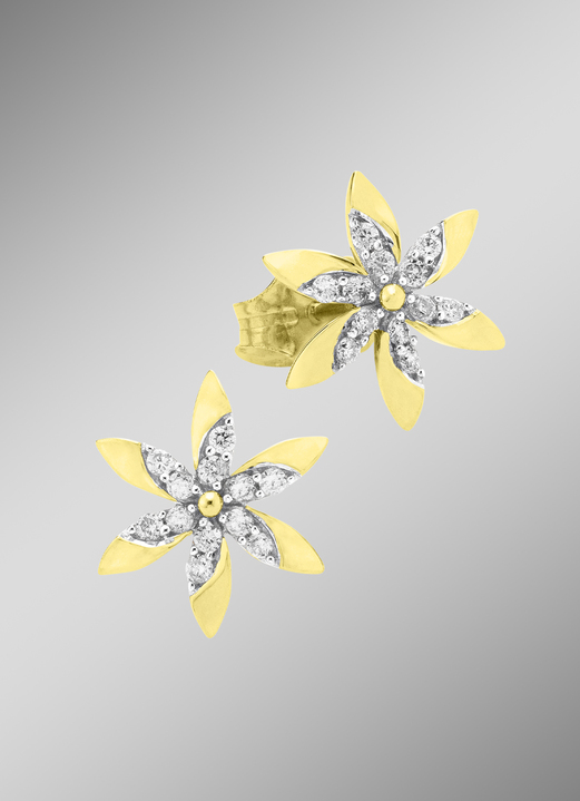mit Diamanten - Süße Ohrstecker im Blumen-Design, in Farbe  Ansicht 1