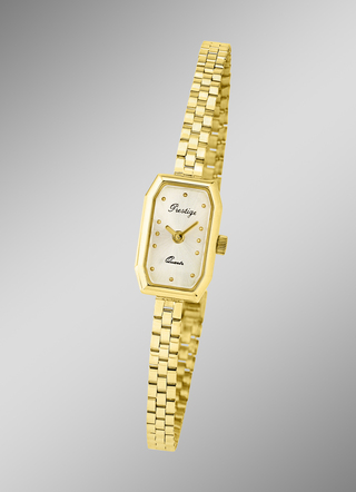 Edle Prestige-Quartz-Damenuhr mit Goldbandgehäuse