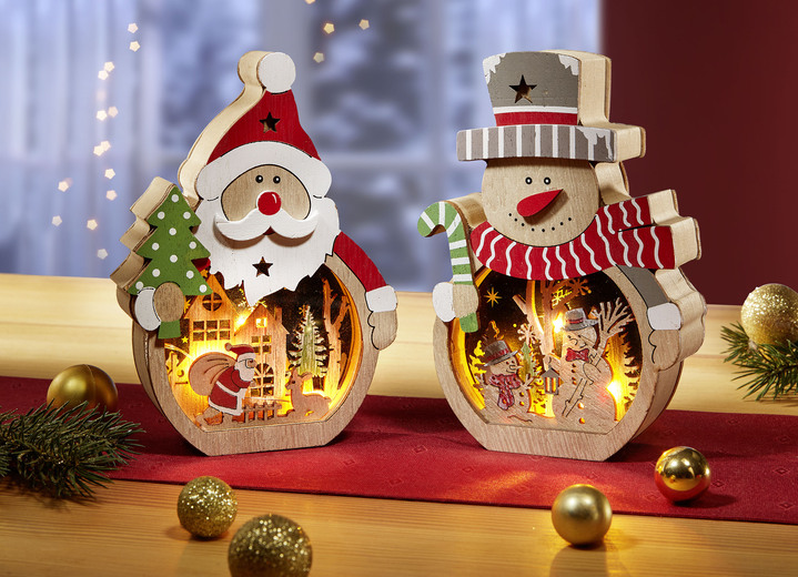 - Weihnachts-Dekoration, in Farbe NATUR-ROT, in Ausführung Weihnachtsmann mit Tannenbaum Ansicht 1