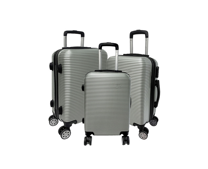 Reisen - Koffer-Set mit 4 Leichtlauf-Doppelrollen, in Farbe SILBER Ansicht 1