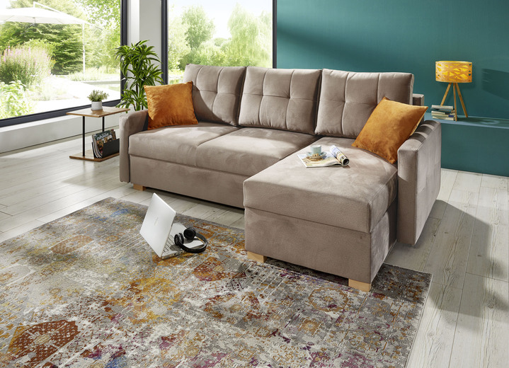 Funktions-Polstermöbel - Polsterecke mit Bettfunktion, in Farbe TAUPE Ansicht 1