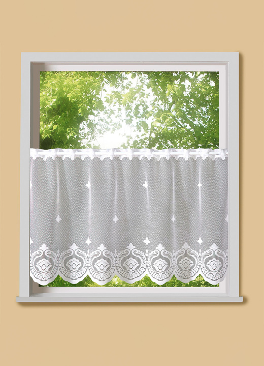 Landhaus & Küche - Kurzvorhang mit Stangendurchzug, in Größe 660 (H30xB100 cm) bis 876 (H50xB150 cm), in Farbe WEISS