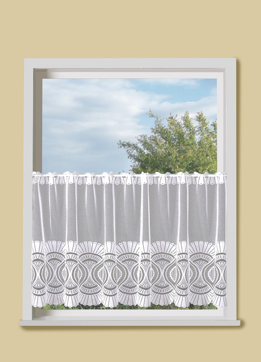 Landhaus & Küche - Kurzvorhang mit Stangendurchzug, in Größe 828 (H50xB145 cm) bis 889 (H78xB170 cm), in Farbe WEISS Ansicht 1