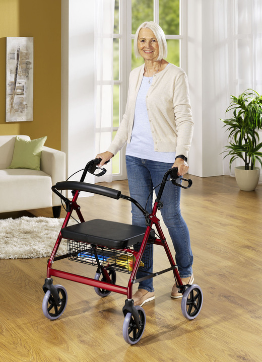 Mobilität - Rollator XXL mit hochwertigem Stahlgestell, in Farbe ROT Ansicht 1