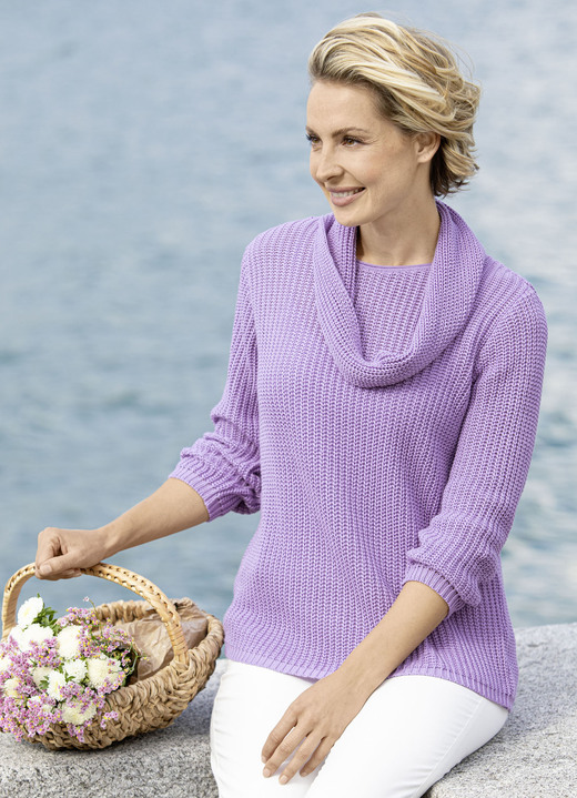 Damenmode - Pullover in Perlfang, in Größe 036 bis 052, in Farbe LAVENDEL