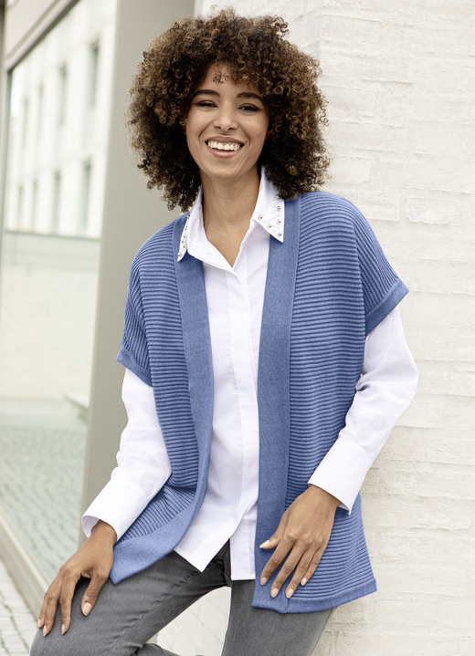 Jacken, Gilets & Sets - Strickweste mit Strukturmuster, in Größe 038 bis 054, in Farbe JEANSBLAU