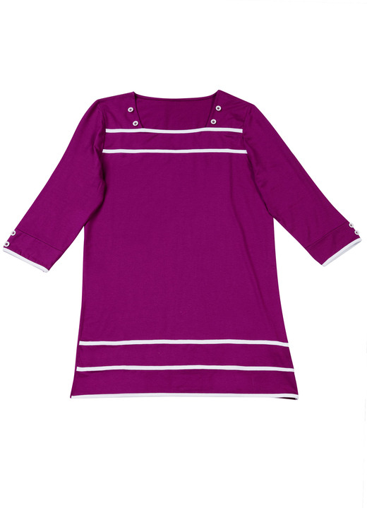 Mode - Longshirt mit Karree-Ausschnitt in 3 Farben, in Größe 038 bis 054, in Farbe FUCHSIA Ansicht 1