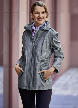 Lederjacke mit Steh-Umlegekragen