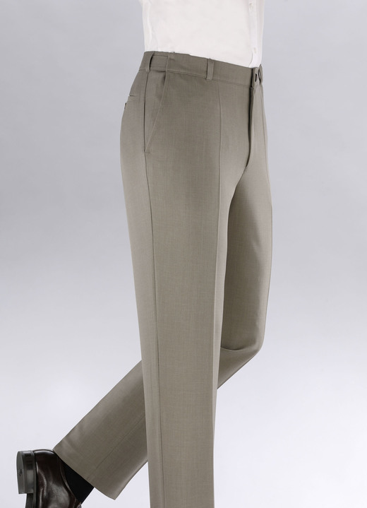 Herrenmode - «Klaus-Modelle»-Hose in 4 Farben, in Größe 024 bis 062, in Farbe SCHILFGRÜN MELIERT Ansicht 1