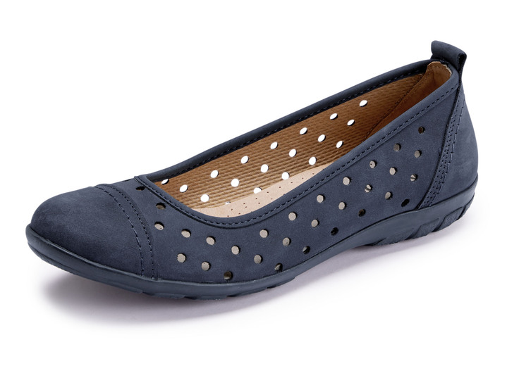 Komfortschuhe - ELENA EDEN, sommerliche Damen-Ballerinas, Weite G, mit herausnehmbarem Fussbett, in Größe 036 bis 042, in Farbe MARINE Ansicht 1