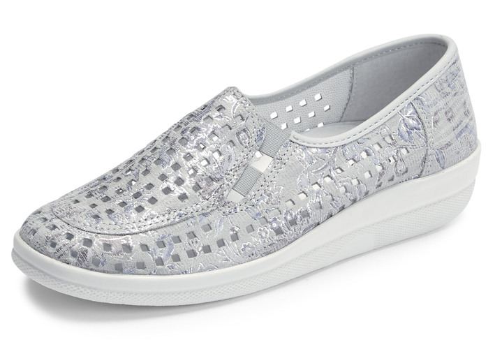Komfortschuhe - ELENA EDEN, sommerliche Damen-Slipper, Weite G, mit herausnehmbarem Fussbett, in Größe 036 bis 042, in Farbe SILBERGRAU Ansicht 1