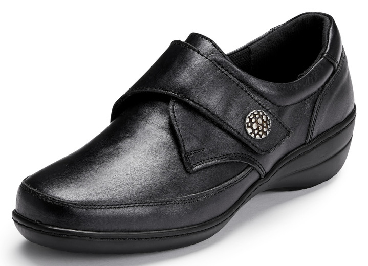 Komfortschuhe - ELENA EDEN, bequeme Damen-Slipper, WeiteH, mit herausnehmbarem Fussbett, in Größe 036 bis 043, in Farbe SCHWARZ Ansicht 1