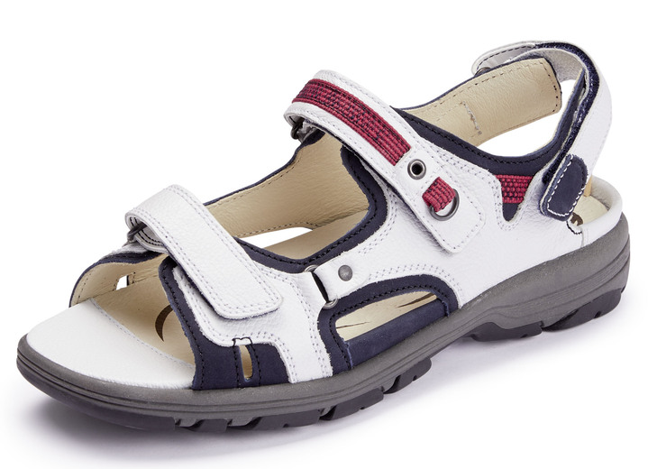 Komfortschuhe - Waldläufer Sandale mit verstellbarem Klettverschluss, in Größe 4 1/2 bis 9, in Farbe WEISS-BLAU-ROT Ansicht 1