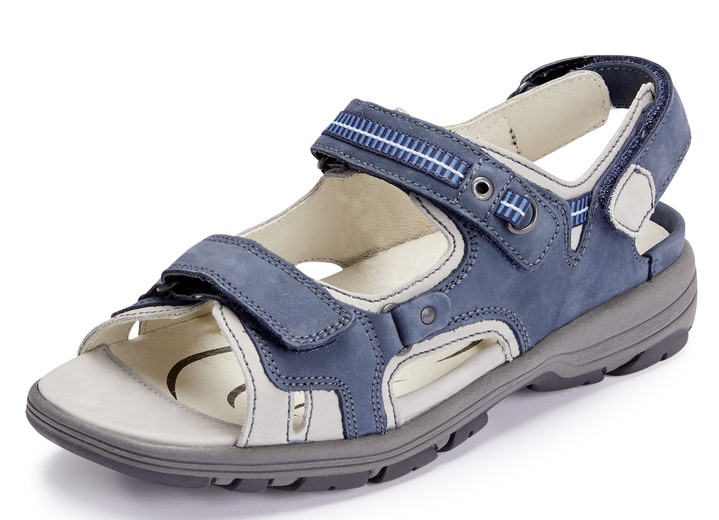 Mode - Waldläufer, sportliche Damen-Sandalen, Weite H, mit herausnehmbarem Fussbett, in Größe 4 1/2 bis 9, in Farbe JEANS-HELLGRAU Ansicht 1