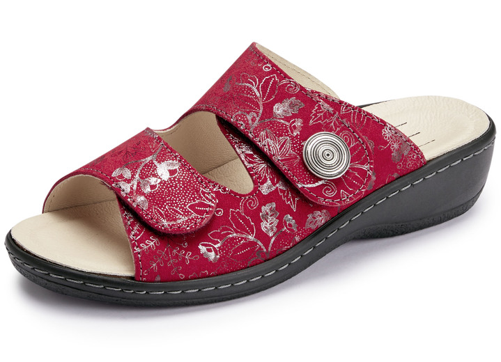 Komfortschuhe - ELENA EDEN, klassische Damen-Pantoletten, Weite H, mit herausnehmbaren Fussbett, in Größe 036 bis 043, in Farbe ROT Ansicht 1
