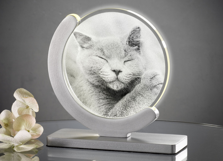 - Dimmbare LED-Tischlampe mit Katzen-Motiv, in Farbe SILBER