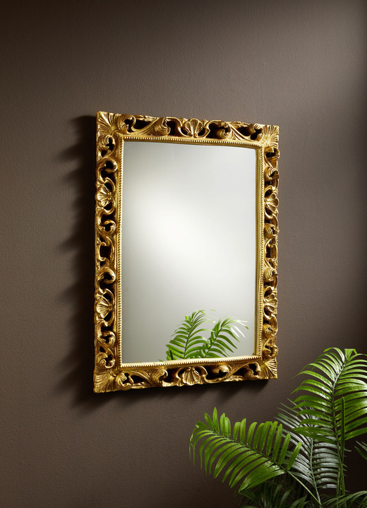 - Spiegel mit teilmassivem Rahmen, in Farbe GOLD