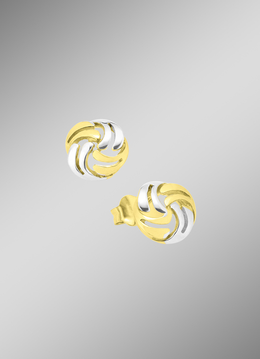 ohne Steine / mit Zirkonia - Süsse Ohrstecker in Bicolor, in Farbe  Ansicht 1