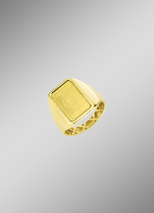 ohne Steine / mit Zirkonia - Goldbarren-Partnerring aus Gold, in Größe 170 bis 230, in Farbe , in Ausführung Damenring Ansicht 1