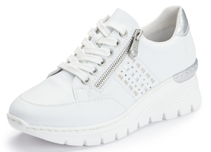 Komfortschuhe - Rieker, bequeme Damen-Sneaker, Weite G, mit Reissverschluss, in Größe 036 bis 042, in Farbe WEISS Ansicht 1