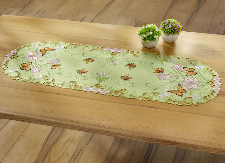 Tischdecken - Frühlingshafte Tisch- und Raumdekoration, in Größe 101 (Deckchen oval, 35/ 50 cm) bis 404 (Kissenbezug, 40/ 40 cm), in Farbe GRÜN-BUNT Ansicht 1