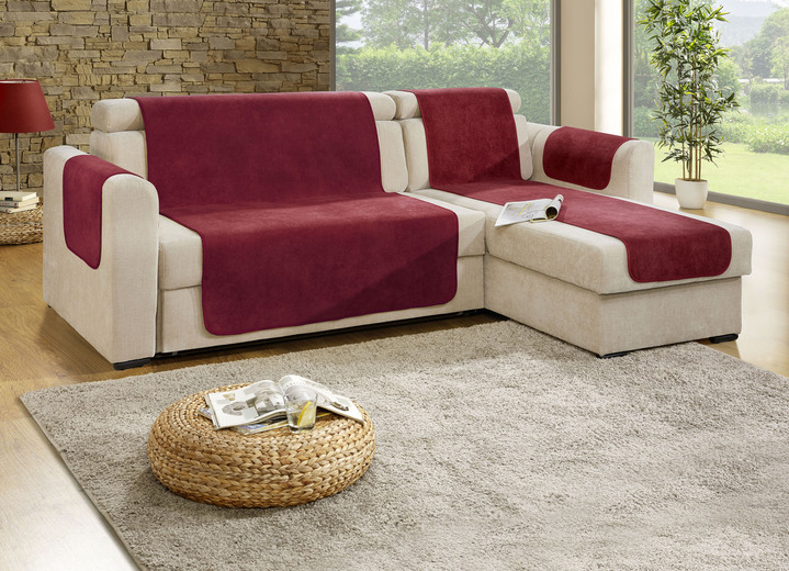 Sessel- & Sofaüberwürfe - Sessel- und Sofaschoner mit Fleckschutz und Anti-Rutsch-Beschichtung, in Größe 101 (Sesselschoner, 50x150 cm) bis 865 (2 Armlehnenschoner, 50x 70 cm), in Farbe ROT Ansicht 1