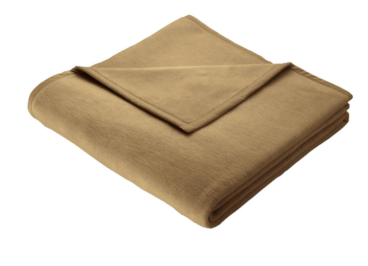 Decken - Hochwertige Schlafdecke mit Veloursband-Einfassung von Bocasa, in Größe 185 (100x150 cm) bis 295 (220x240 cm), in Farbe NUGAT Ansicht 1