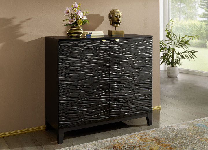 Sideboards & Kommoden - Sideboard mit 3D-Wellendekoration, in Farbe SCHWARZ