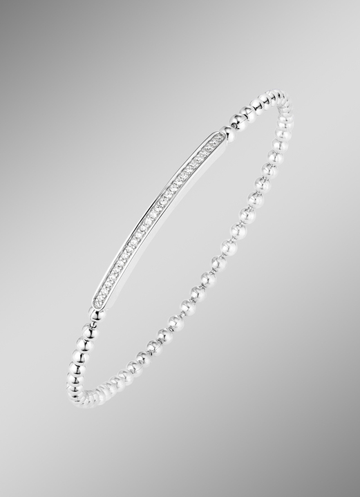 Halsketten & Armbänder - Kugelketten-Armband aus Silber 925/- fein mit synth. Zirkonia, in Farbe  Ansicht 1