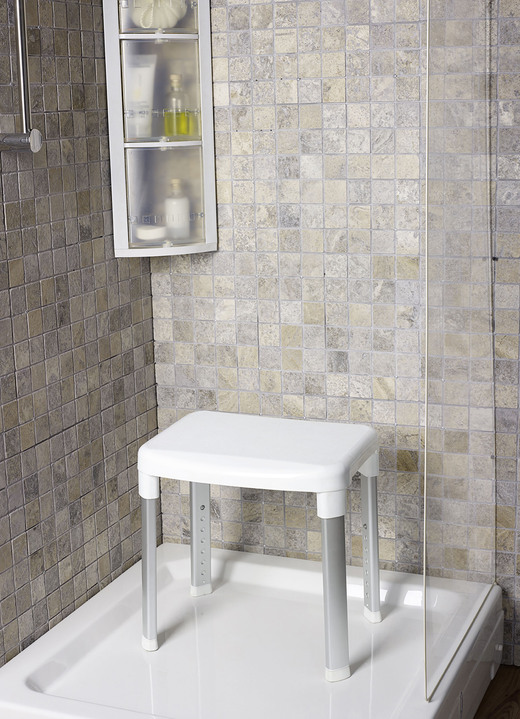 Sitzhilfen - Dusch- und Badehocker mit extra grosser Sitzfläche, in Farbe WEISS