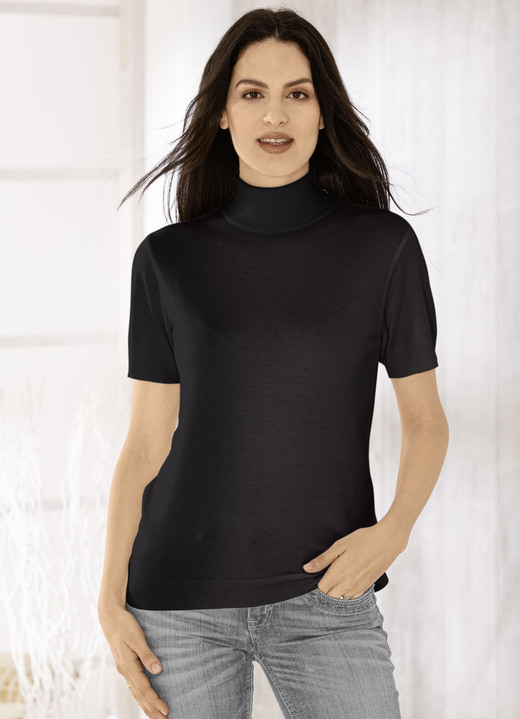 Pullover - Pulli in edel glänzender Qualität, in Größe 036 bis 052, in Farbe SCHWARZ Ansicht 1