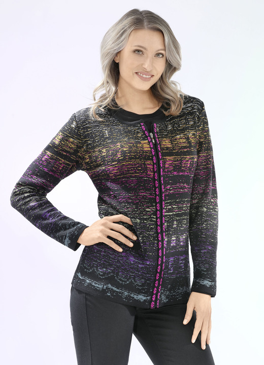 Jacken, Gilets & Sets - Strickjacke in Jacquard-Dessin Jacken, Gilets & Sets - Strickjacke in Jacquard-Dessin, in Größe 038 bis 054, in Farbe SCHWARZ-MULTICOLOR