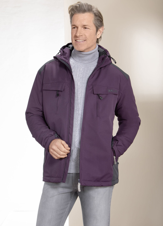 - Funktionsjacke mit Kapuze - Funktionsjacke mit Kapuze, in Größe 3XL (58) bis XXL (56), in Farbe AUBERGINE-ANTHRAZIT