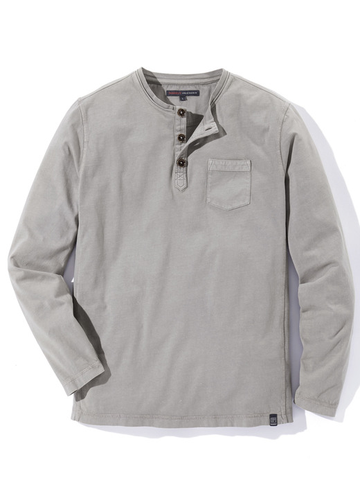 Hemden, Pullover & Shirts - Langarm-Shirt von «Paddock's» in 3 Farben, in Größe 3XL (60) bis XXL (58), in Farbe GRAU Ansicht 1