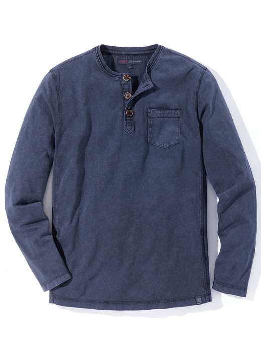 Hemden, Pullover & Shirts - Langarm-Shirt von «Paddock's» in 3 Farben, in Größe 3XL (60) bis XXL (58), in Farbe MARINE Ansicht 1