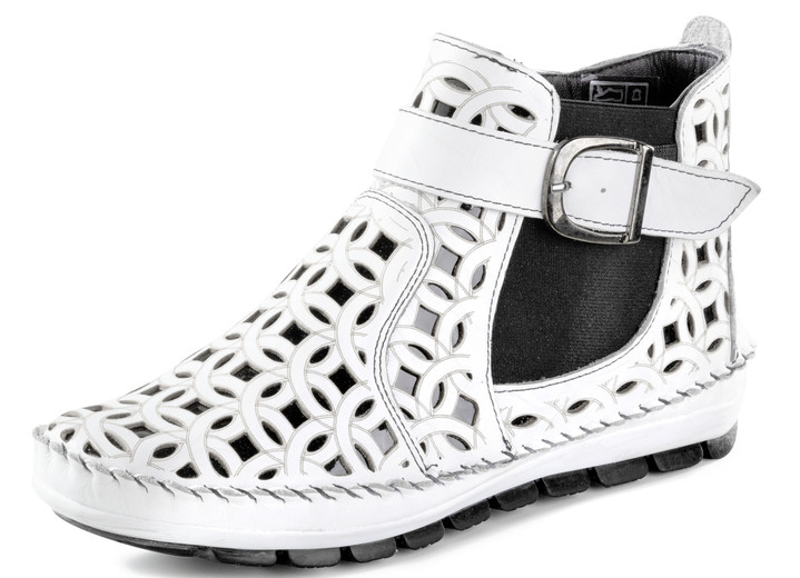 Komfortschuhe - Gemini, sommerliche Damen-Boots, Weite G, mit herausnehmbarem Fussbett, in Größe 035 bis 042, in Farbe WEISS-SCHWARZ Ansicht 1