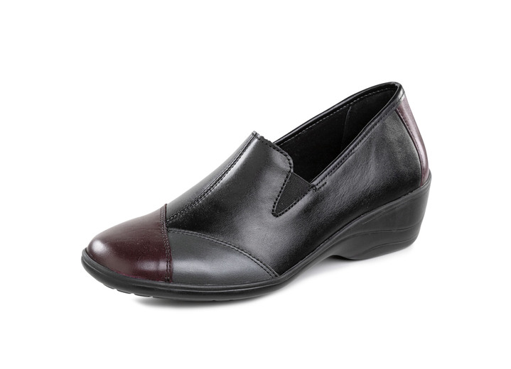 Komfortschuhe - ELENA EDEN, bequeme Damen-Slipper, Weite H, mit herausnehmbarem Fussbett, in Größe 036 bis 042, in Farbe SCHWARZ-CHIANTI-GRAU Ansicht 1