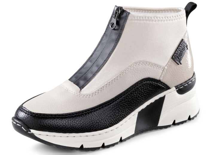 Komfortschuhe - Rieker, stylische Damen-Boots, Weite G, mit Reissverschluss, in Größe 036 bis 042, in Farbe ECRU-SCHWARZ Ansicht 1