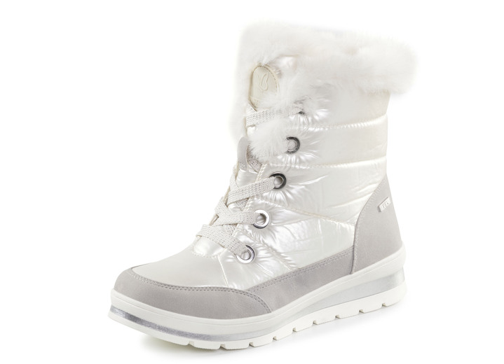 Komfortschuhe - ELENA EDEN, gefütterte Damen-Boots, Winterschuhe, Weite G, mit herausnehmbarem Fussbett, in Größe 3 1/2 bis 8, in Farbe PERLWEISS-GRAU Ansicht 1