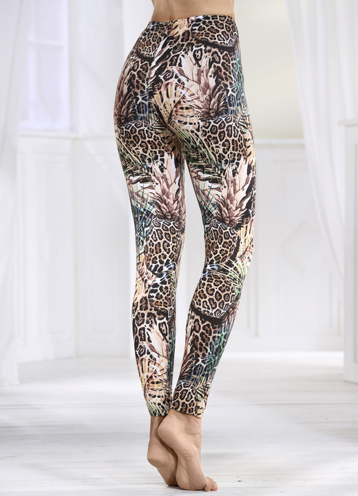 Leggings - Laurina Leggings mit Dschungeldessin, in Größe L bis XXL, in Farbe BRAUN-SCHWARZ-BUNT Ansicht 1