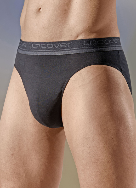 Unterwäsche - uncover by Schiesser, Dreierpack Slips mit Elastikbund, in Größe 004 bis 009, in Farbe 3X SCHWARZ Ansicht 1