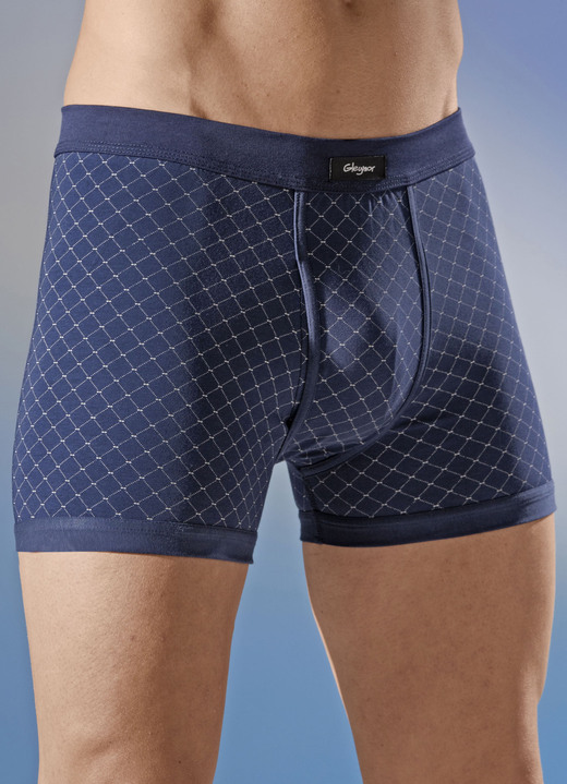 Unterwäsche - Viererpack Unterhosen aus Feinjersey, mit Eingriff, in Größe 005 bis 011, in Farbe 2X MARINE-BEIGE, 2X HELLBLAU-MARINE