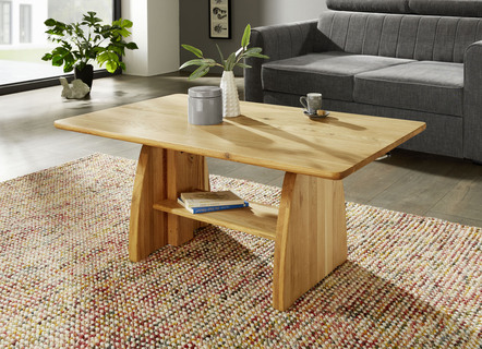 Höhenverstellbarer Couchtisch aus Massivholz