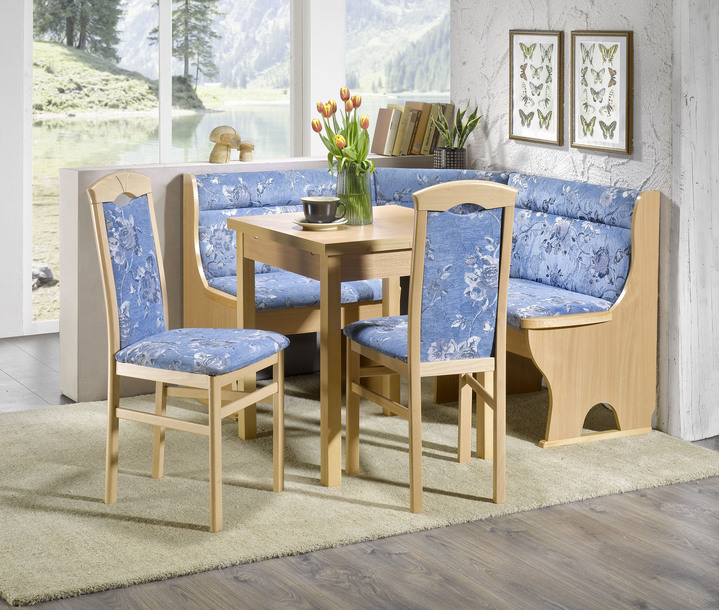 Essgruppen - Esszimmermöbel aus massiven Buchenholz, in Farbe BUCHE-BLAU, in Ausführung Essgruppe, 5-teilig Ansicht 1