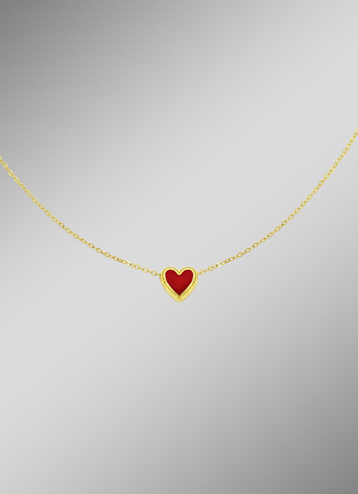 ohne Steine / mit Zirkonia - Romantische Halskette mit Herz, in Farbe  Ansicht 1