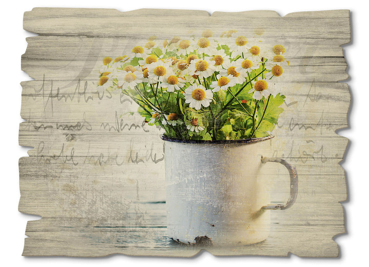 Blumen - Hochwertiger Digitaldruck auf Echtholz, in Farbe NATUR-BRAUN Ansicht 1