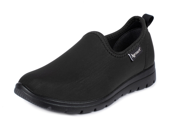 Komfortschuhe - Slipper mit elastischem Einschlupf Komfortschuhe - Slipper mit elastischem Einschlupf, in Größe 036 bis 042, in Farbe SCHWARZ
