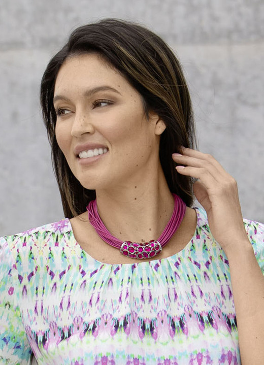 Damen-Modeschmuck - Mehrreihige, pinkfarbene Halskette, in Farbe PINK Ansicht 1