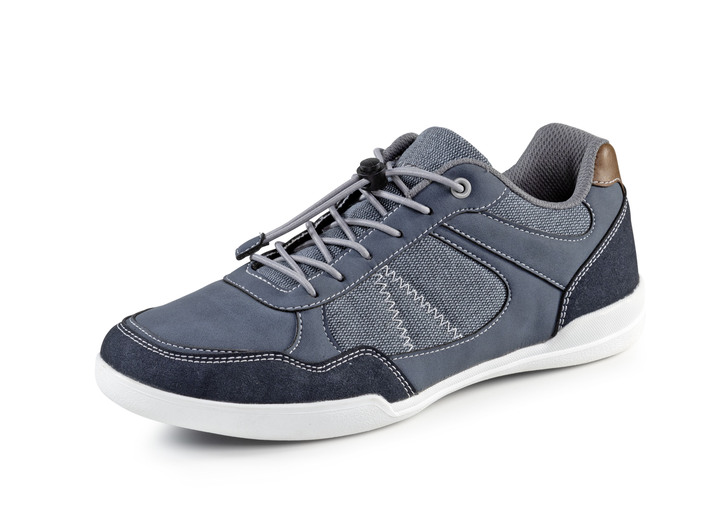 Mode - Sneaker mit elastischem Schnellschnürsystem mit Stopper, in Größe 040 bis 047, in Farbe BLAU-COGNAC Ansicht 1