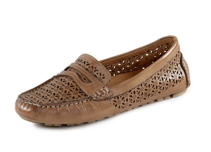 Komfortschuhe - Gemini Slipper aus schattiertem Nappaleder, in Größe 036 bis 042, in Farbe COGNAC Ansicht 1